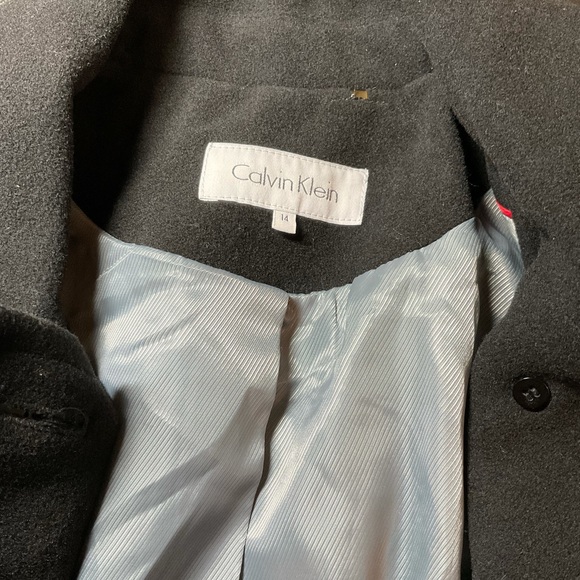 Calvin Klein Size 14 Peacoat Black Button Front Lined Collared - Picture 4 of 7